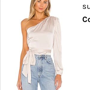 Superdown Scottie One Shoulder Top in Bone